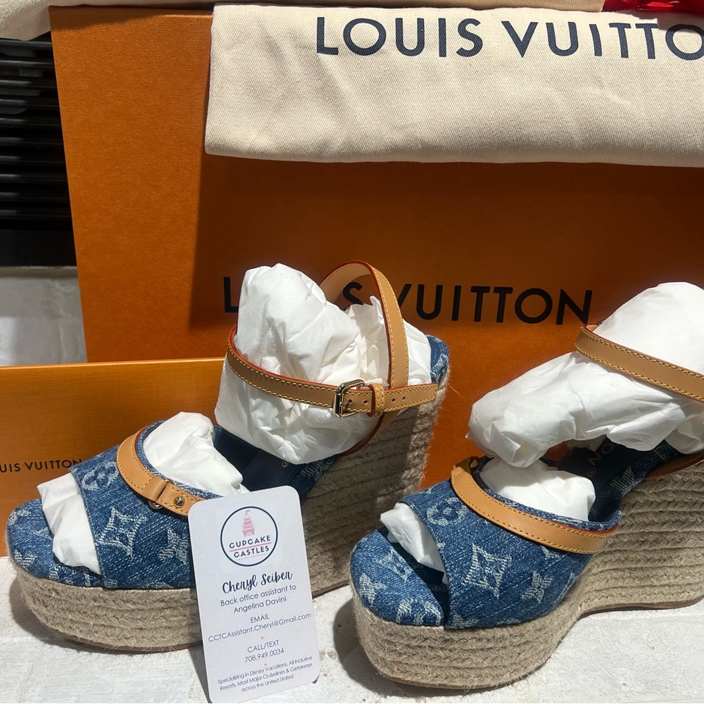 Louis Vuitton Denim Helios Wedges